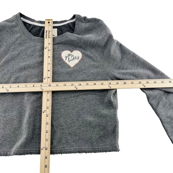 Gilly Hicks Womens Grey Crop Sweatshirt Long Sleeve Cotton Blend Heart Logo Size - Picture 4 of 8